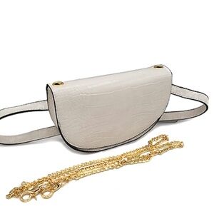 Croco Leather Half Moon Belt Bag